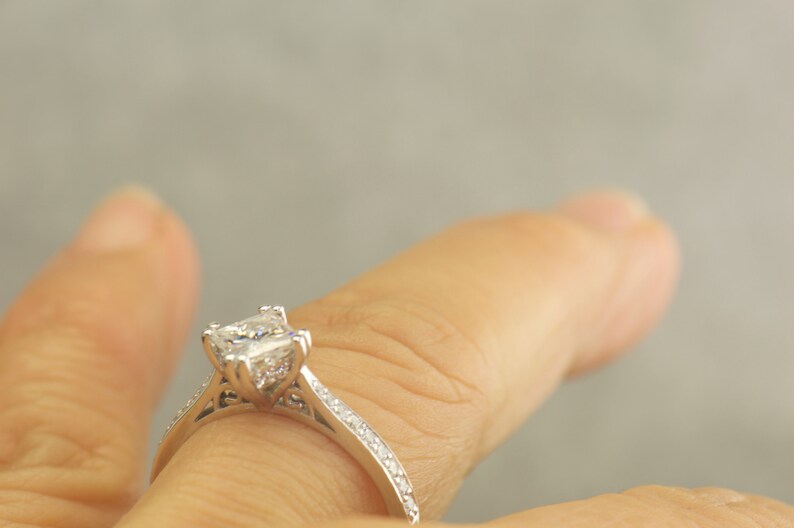 Kite Set Princess Cut Engagement Ring With Beaded Milgrain Etsy