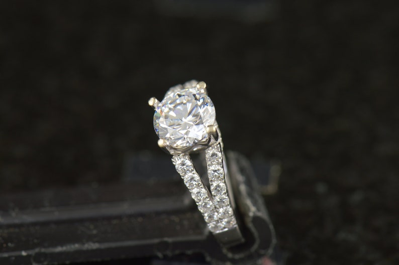 Kathryn Moissanite and Diamond Engagement Ring in White - Etsy