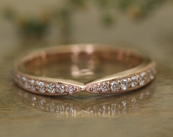 Bow Tie Shaped Diamond Wedding Band 