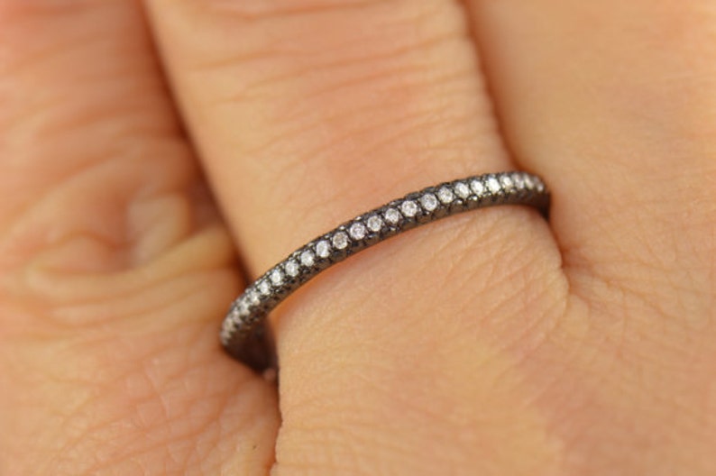 Diamond Stacking Bands Five Stackable Diamond Bands in White - Etsy