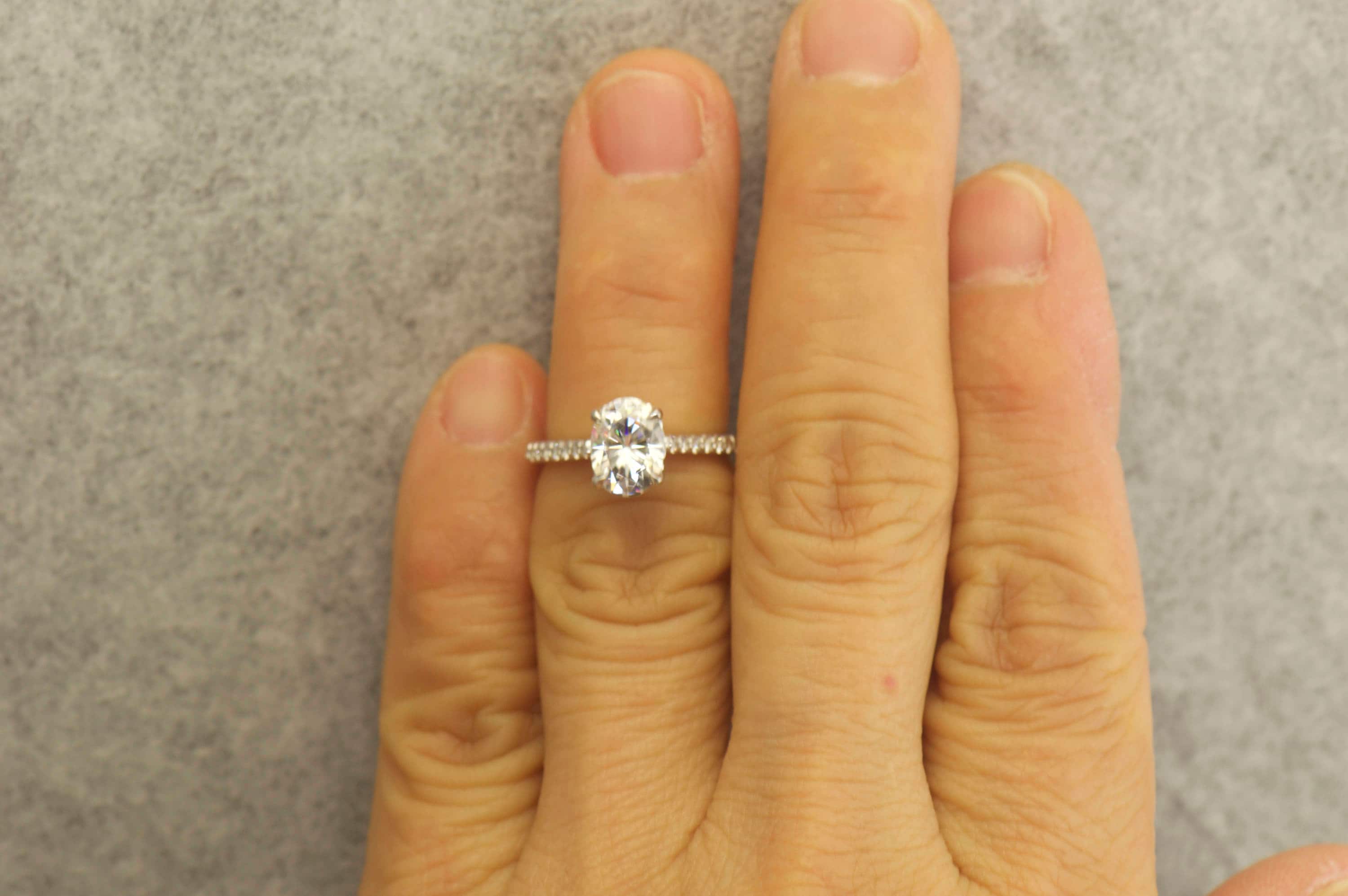 Oval French Pave Diamond Engagement Ring With Claw Prongs 8x6mm