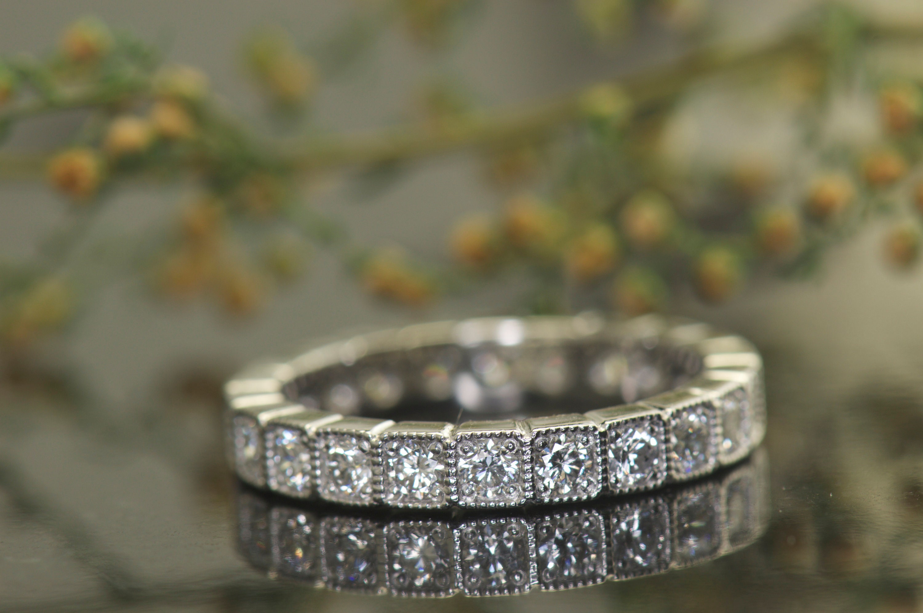 1.00ctw Square Bezel 7 8 Eternity Band With Beaded Milgrain E F