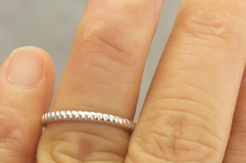 Wedding Ring Eternity Style Rope Design Comfort Fit Kenny Stackable Design 14k White Gold Rope Ring Wedding Band 2mm Wide