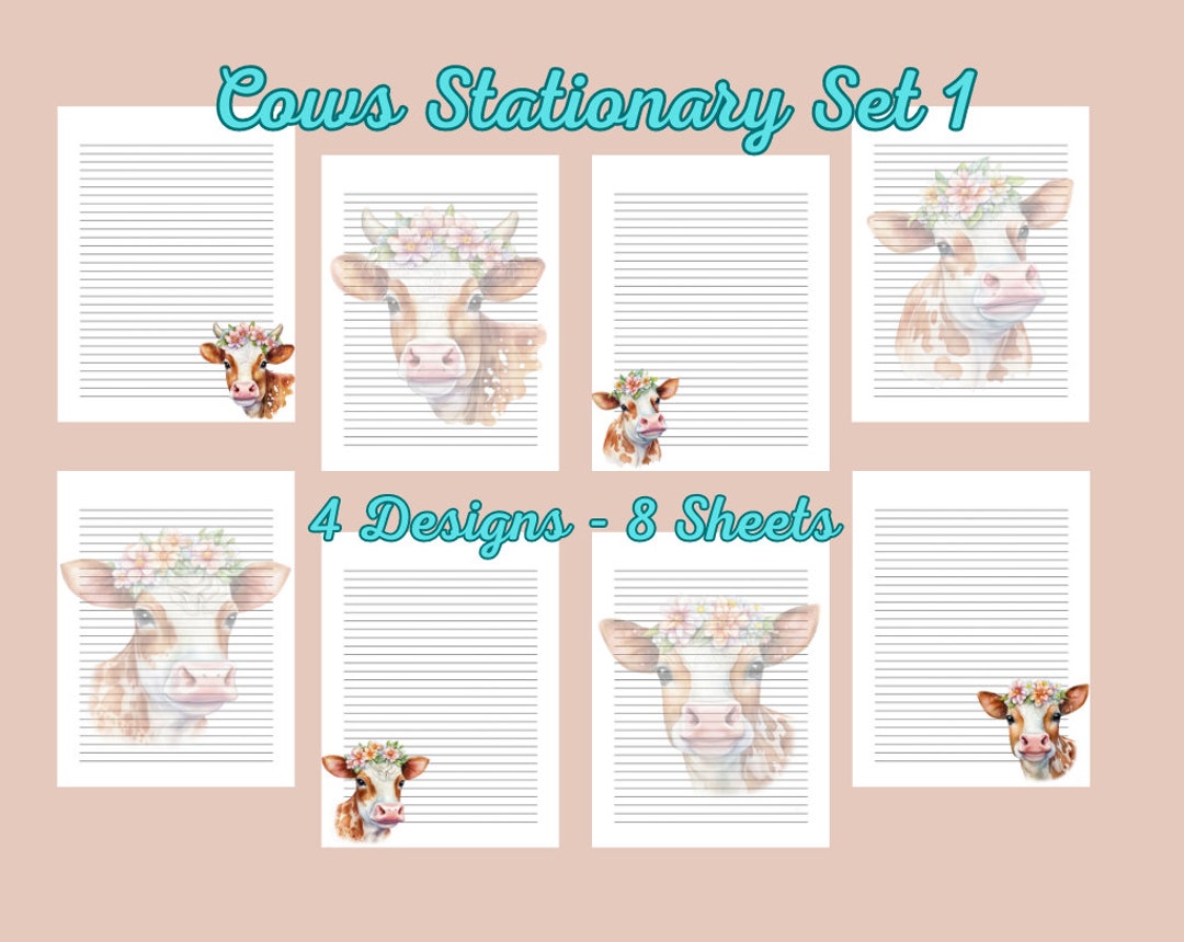 Cows Printable Stationary 5 Designs Printable Writing Paper - Etsy