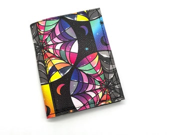 Stained Glass Window Moondance Memo Pad Notebook Holder, Notepad Cover, Pocket Notebook, Server Book