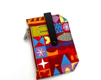 Popcorn Box Print Card Wallet: Faux Leather PocketPal with Zipper