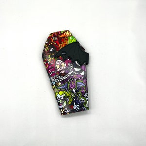 Cartera de ataúd de ala de murciélago, cartera de ataúd de Beetlejuice de Showtime, vinilo de punto trasero, regalo de bruja, cartera gótica
