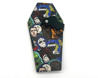 Stained Glass Horror Icons Coffin Wallet: Bat Wing Goth Gift