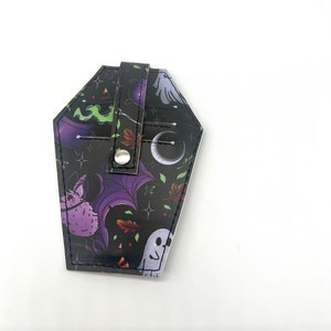 Cartera de tarjeta de ataúd delgada Fall Frights, cartera Dirt Nap Express, regalo de cartera de Halloween