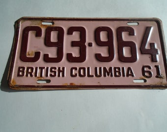 Vintage License Plate vintage license BC license plate license plate etsy British Columbia Vintage British Columbia License Plate