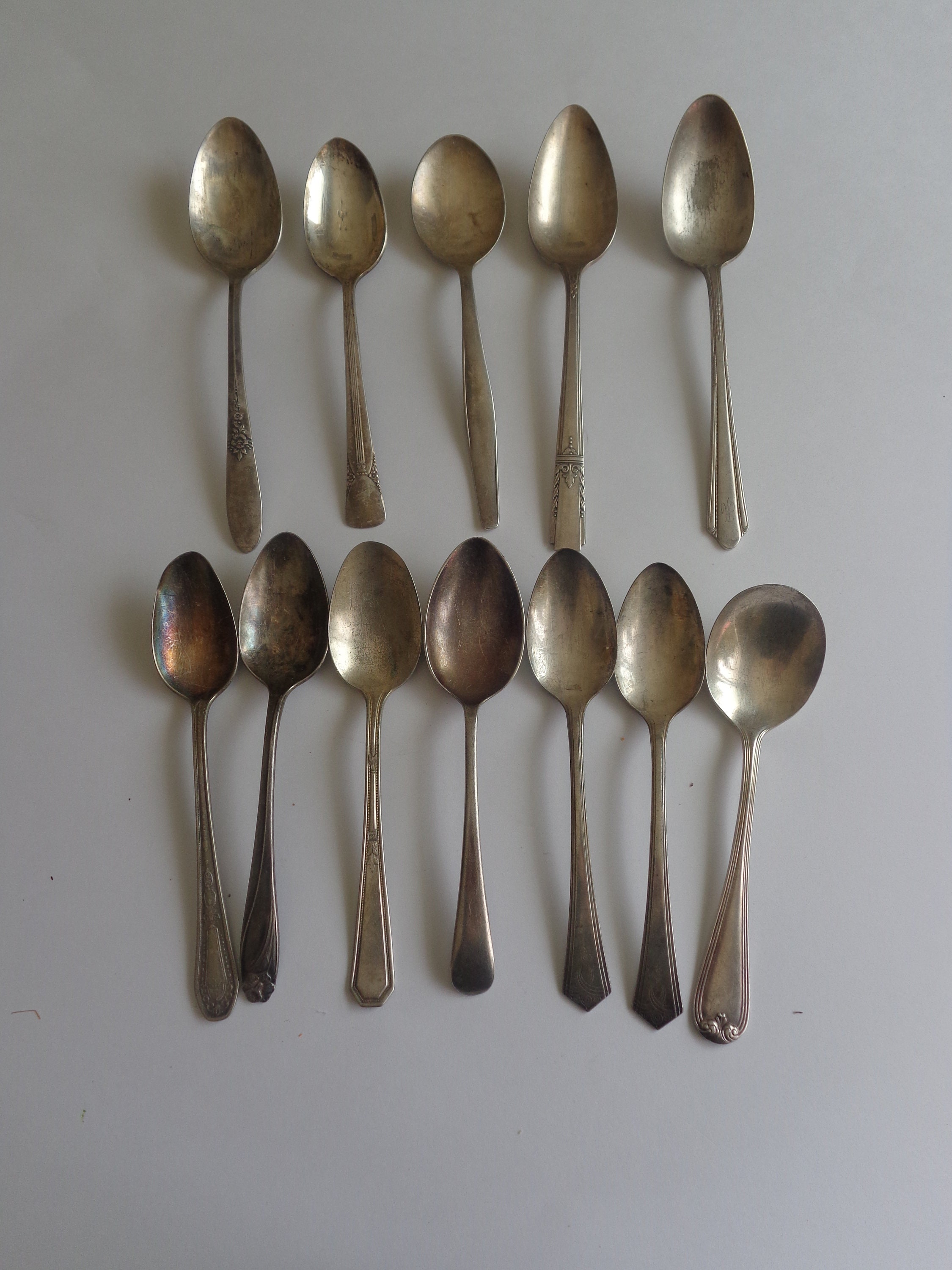 Vintage Spoon Lot Silver Tone Spoons Community Plate Silver Etsy