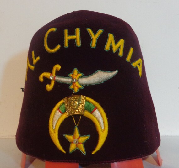 Vintage Al Chymia Fez Hat Shriner Fez 