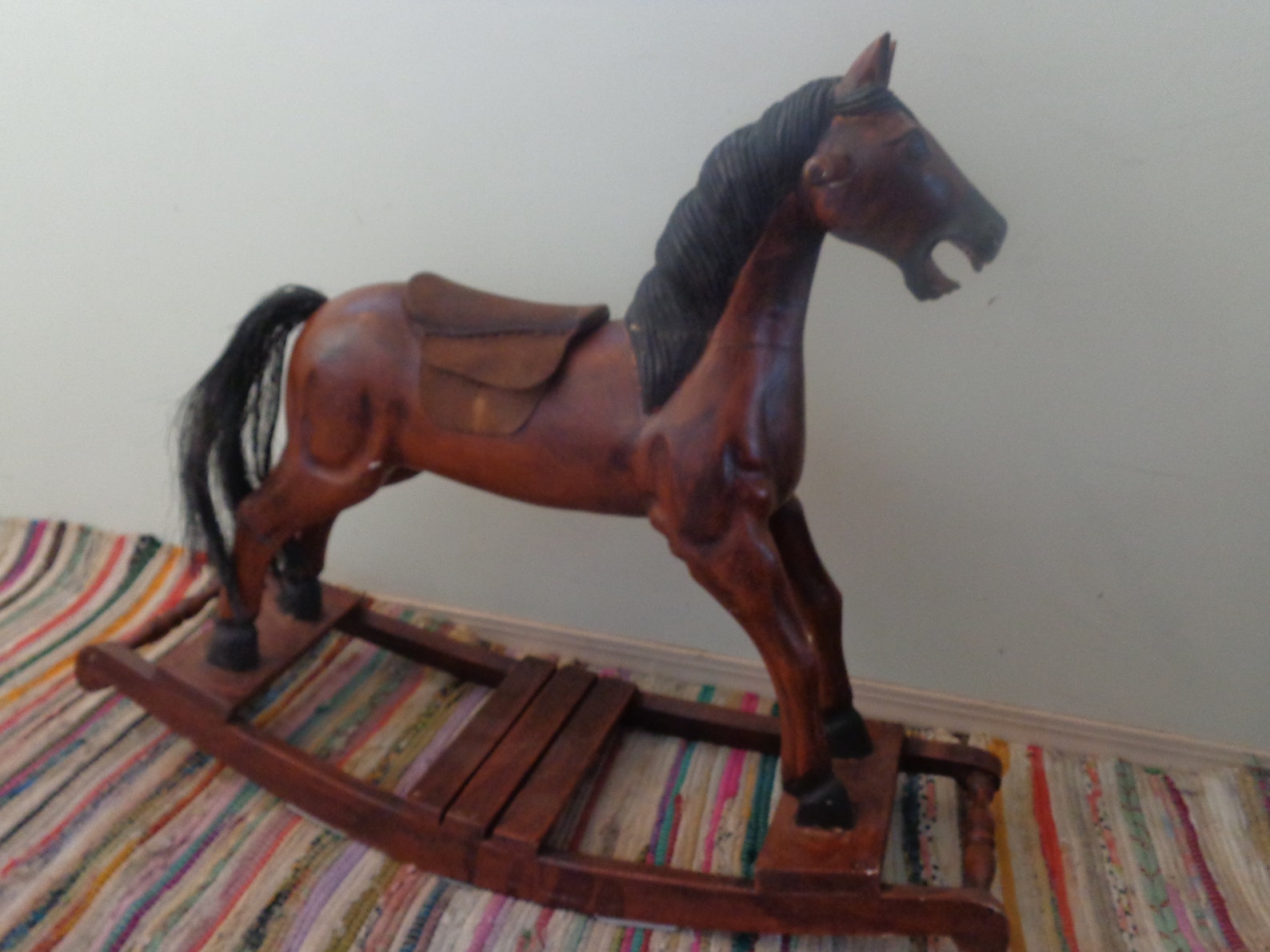 Antique Rocking Horse Real Horse Hair Rocking Horse LARGE Etsy