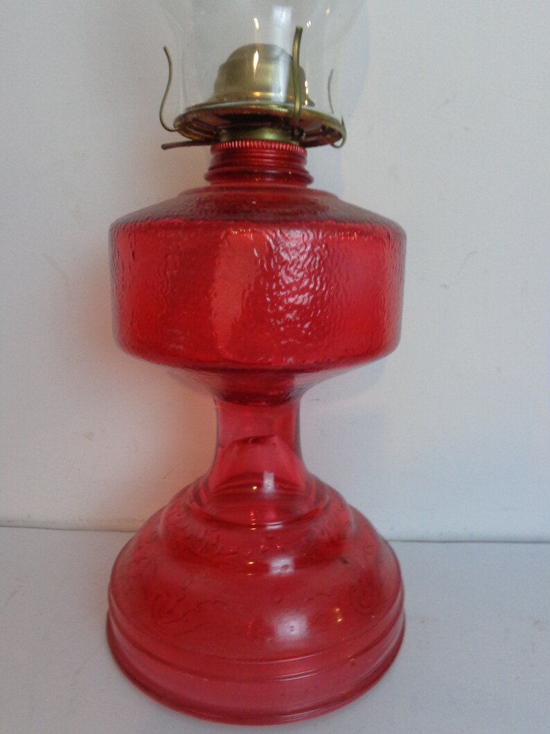 Vtg EAGLE Kerosene Oil HURRICANE Lamp Light Red Glass Burner Etsy