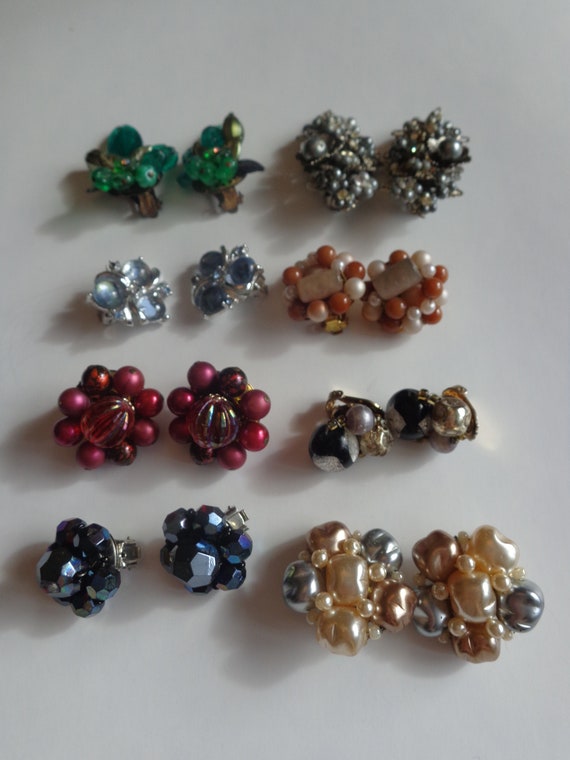 Mid Century Cluster Earrings, Assorted 1950s Clust