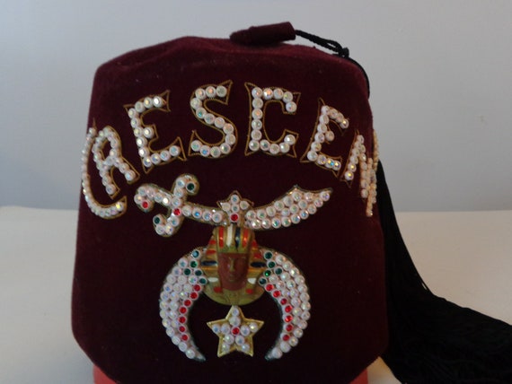 Vintage Shriner Fez Hat CRESCENT With 