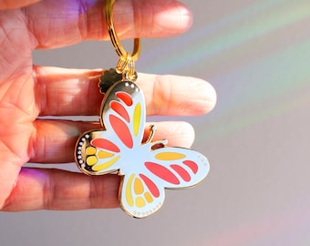 Butterfly Keychain: 10K Gold Enamel Charm