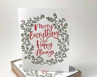 6-Pack Merry Everything and Happy Always | Letterpress Printed Holiday Card