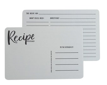Recipe Postcards 4x6 | Set of 8 Letterpress Recipe Cards