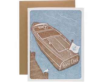 Best Dad Boat | Letterpress Printed Greeting Card