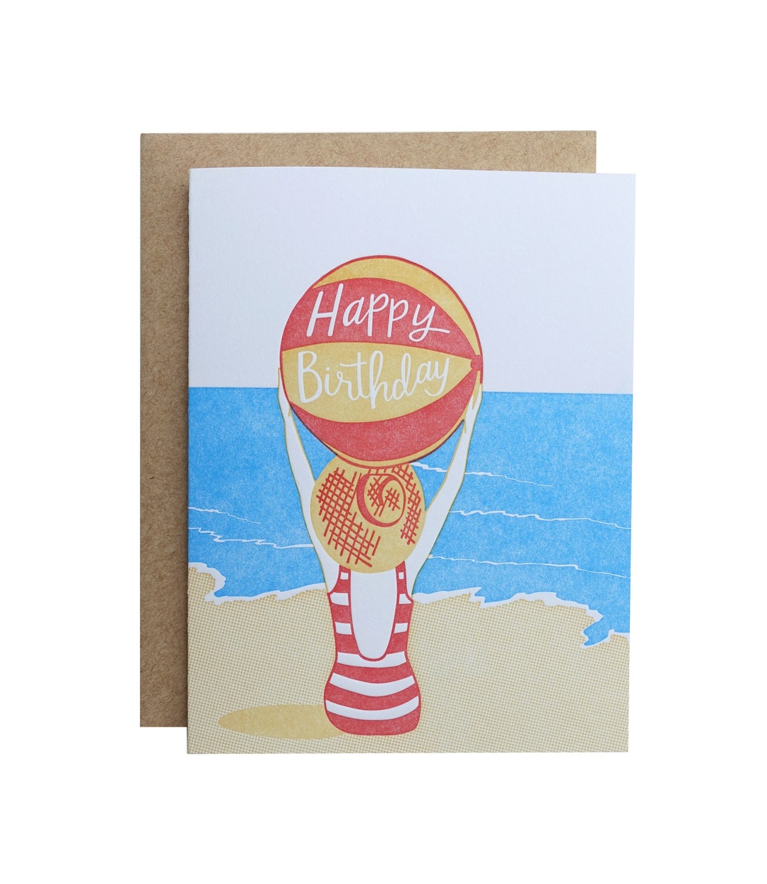 Beach Ball Birthday Letterpress Printed Greeting Card - Etsy