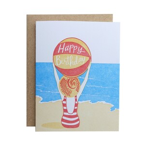 Beach Ball Birthday | Letterpress Printed Greeting Card