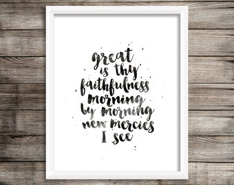 Great Is Thy Faithfulness - Watercolor Print (Digital Print)
