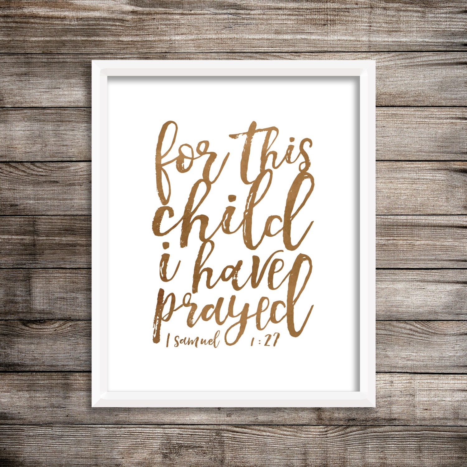 For This Child I Have Prayed Digital Print File Pink Watercolor Printable in Tan and Navy