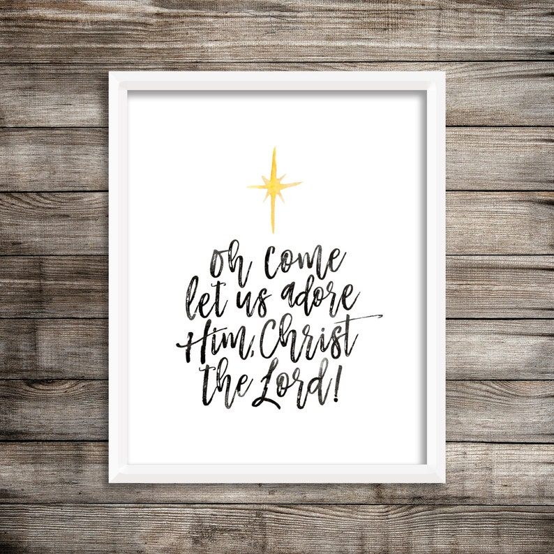 Oh Come Let Us Adore Him Watercolor Printable digital Print - Etsy