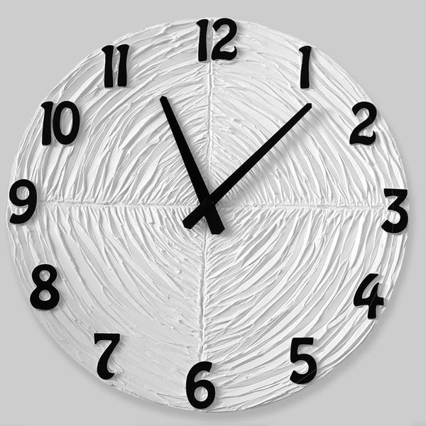 LARGE  WALL CLOCK, White Clock, Wedding Gift, White Wall clock, Modern Wall Clock, Unique Wall Clock,
