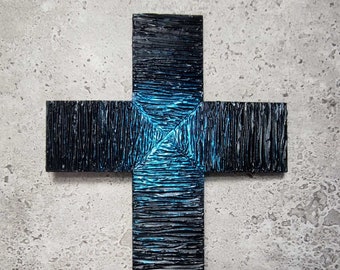 Black Christian CROSS, Crucifix Wall Decor, Christian Family Gift for Holidays, House warming gift