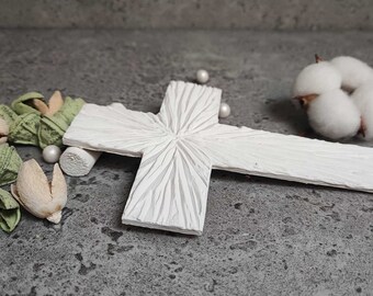 White Christian Unique Gift, Handmade Off White Cross, Baby Shower Gift