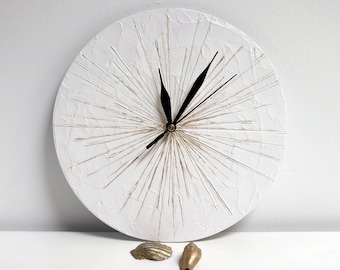 White Clock, Modern WALL CLOCK White wall clock wood clock home decor