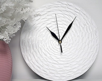 Scandinavian White Home Decor, WHITE Clock Modern WALL CLOCK, White wall clock