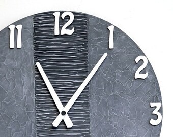 GRAUE WandUHR modern ZEN Home Decor Man Cave Clock Grau Büro Wanddekoration 39 cm Durchmesser