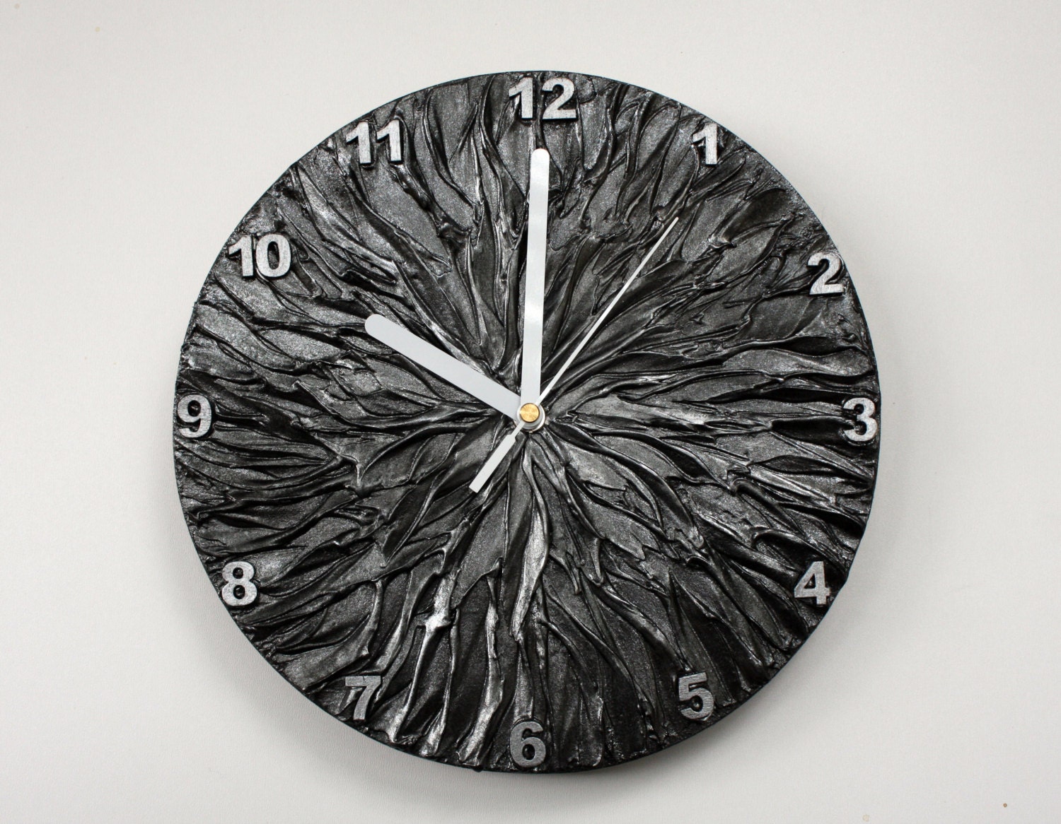 Metallic Gray Wall Clock Dark Silver Home Decor Unique Gifts Etsy