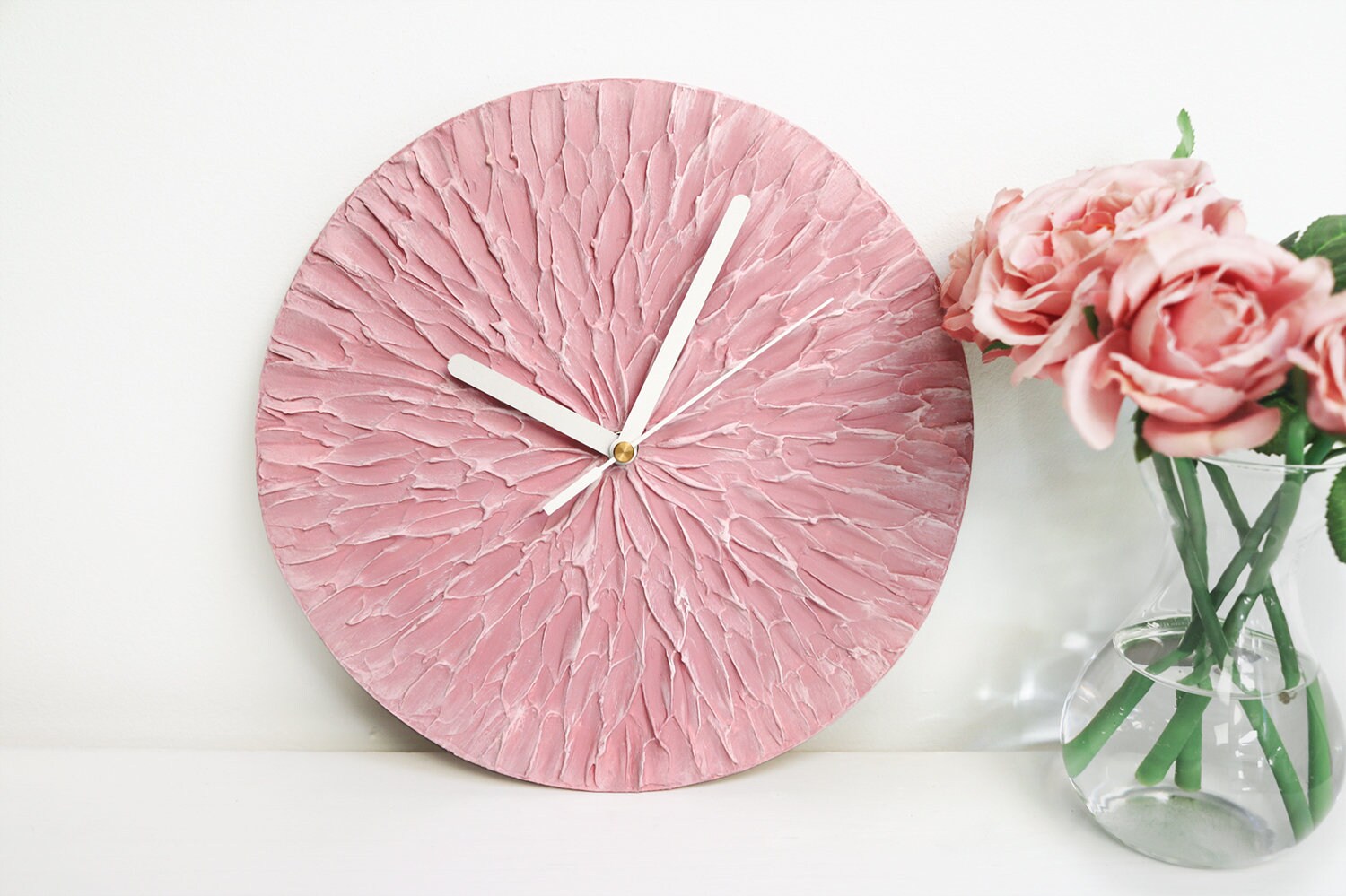 Pink Clock Modern WALL CLOCK Pink Home Decor Pink Wall Etsy