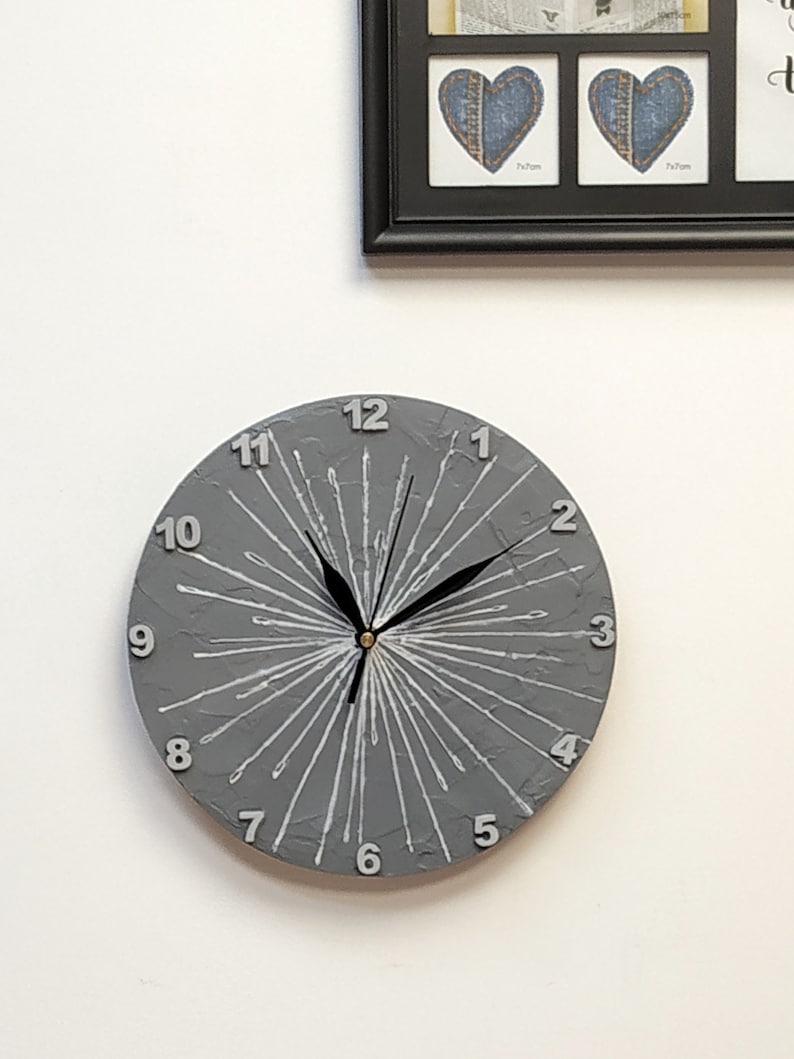 GRAY WALL CLOCK Gray Home Decor Man Cave Clock Etsy