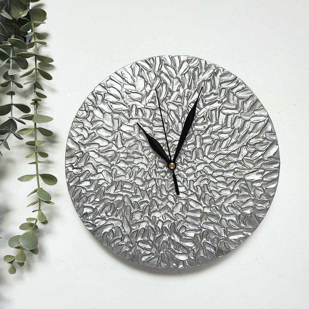 SILVER WALL CLOCK With Numbers 3D Home Decor - Etsy