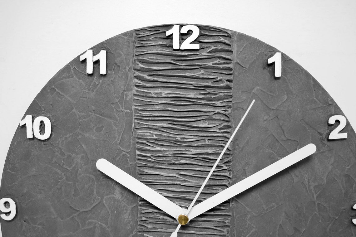 GRAY Minimalist WALL CLOCK With Numbers Gray Home Decor Man Etsy