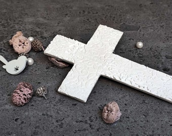 White Wall Cross Crucifix Boys Girls Baptism Christening First Communion Gift