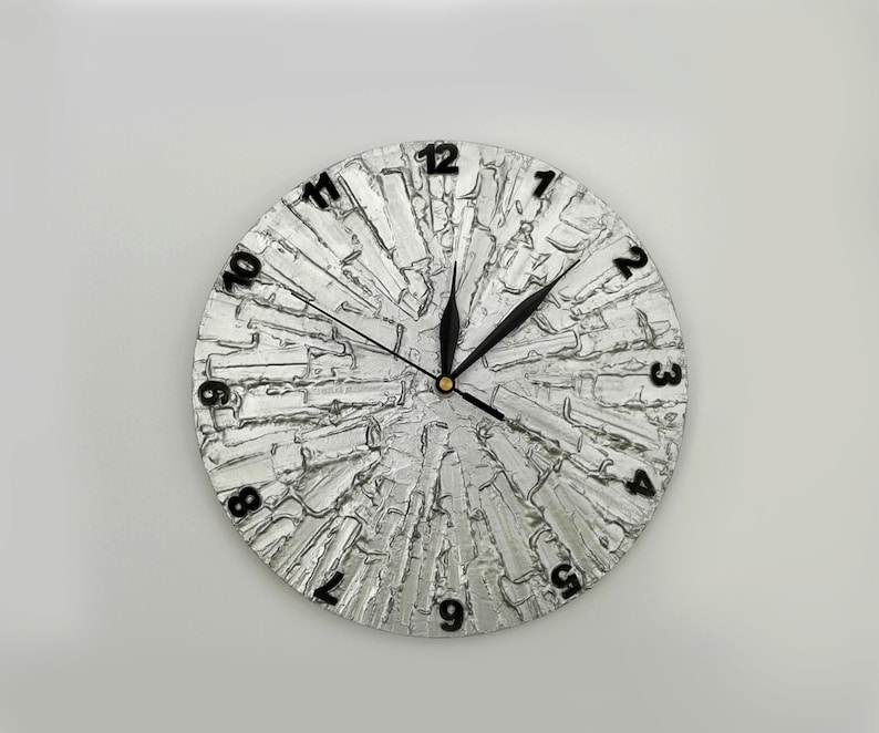 Silver Home Decor GRAY WALL CLOCK Silver Gray Clock Unique Etsy
