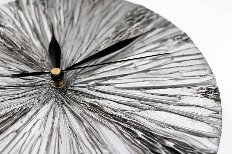 Silver Wall Clock Silver Home Decor Unique Wall Clock Modern Etsy