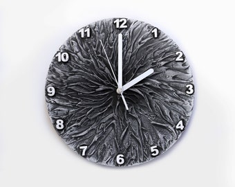 GRAY WALL CLOCK, Art wall clock, Unique wall clock, Gray Clock