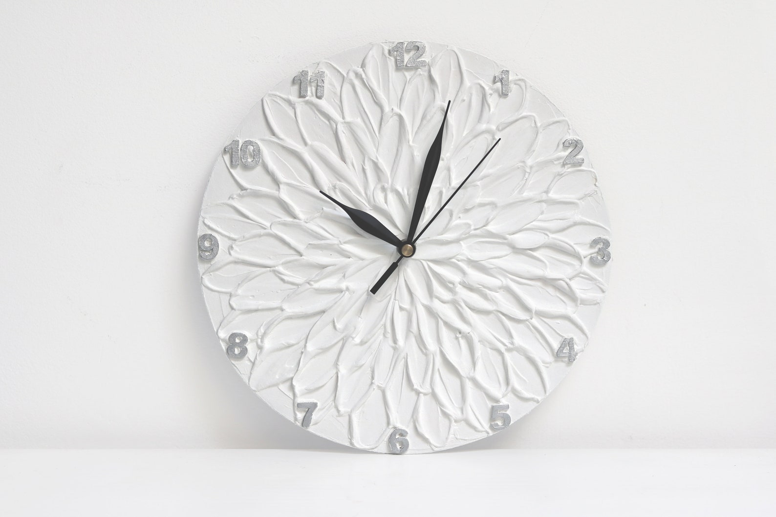 WHITE CLOCK Flower Wall Decor Unique Office and Home Etsy