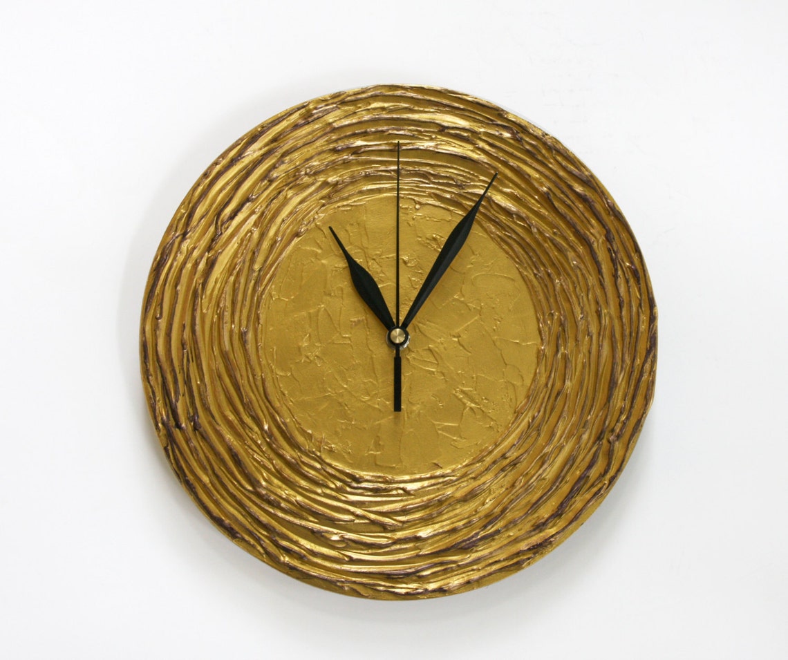 Modern WALL CLOCK Golden Wall Clock Gold Home Decor Black Etsy