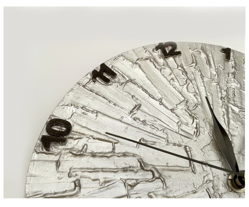 Silver Home Decor GRAY WALL CLOCK Silver Gray Clock Unique Etsy