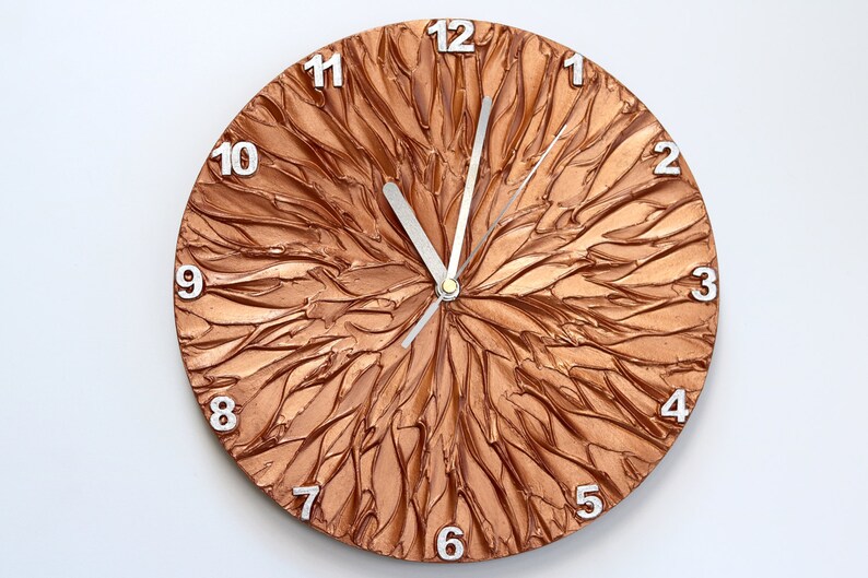 COPPER Color WALL CLOCK Copper and Silver Original Painting Etsy