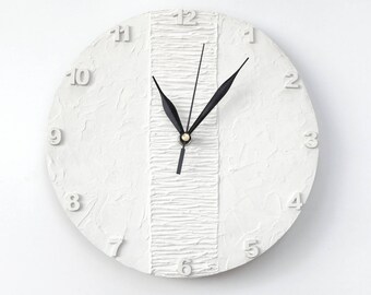 WHITE Clock Modern WALL CLOCK, White wall clock office white home decor black and white