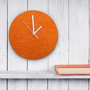 Oranje klok moderne WANDKLOK UNIEK houten wandklok oranje wanddecoratie mandarijnklok